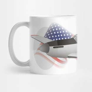 P-51 Mustang WWII Airplane with Flag Mug